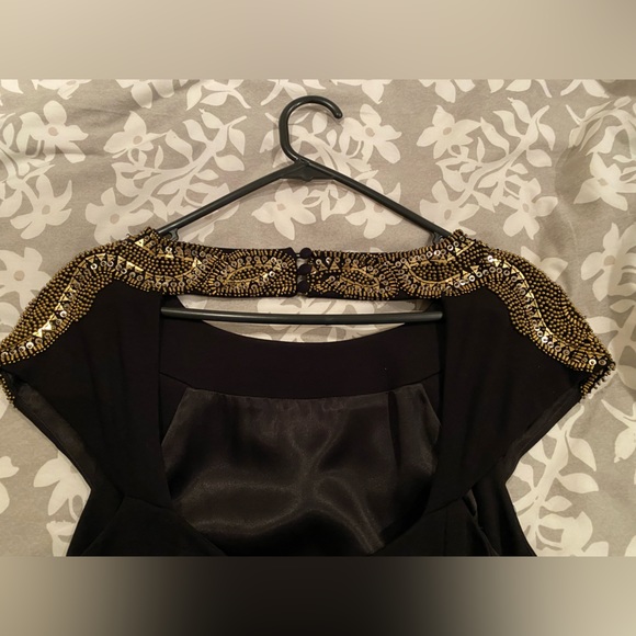 Fully lined black cocktail dress with gold beading - Picture 6 of 7
